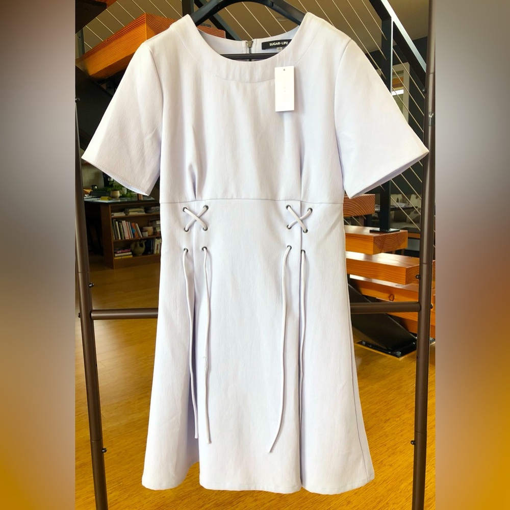 🕊️🕊️NWT dove gray Shugarlips fit and flare dress with grommet details🕊️🕊️